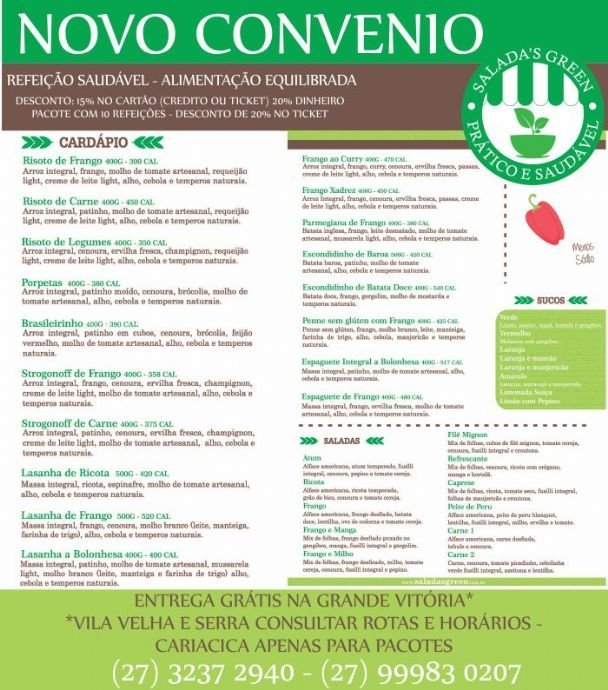 NOVO CONVENIO – SALADAS GREEN